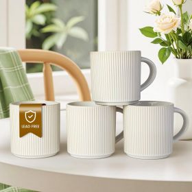Matte White Coffee Mugs Set of 4, 12 Ounce Mug with Handles, Ceramic Stoneware Catering Coffee Cups, Porcelain Mugs Sets for Coffee, Tea, Hot Coc