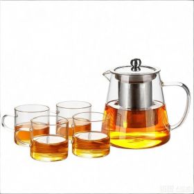 Glass Teapot Stovetop with Infuser Set High Temperature Resistant Borosilicate Clear Tea Kettle with Glass Cup as Home Tea Tools Gifts for Home K