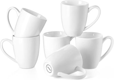 Porcelain Coffee Mugs Set of 6, 13 Ounce Coffee Cups with Handle, Ceramic Tea Mugs for Latte, Hot Tea, Cappuccino, Mocha, Cocoa, Mug Gift Set