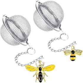 Stainless Steel Mesh Tea Infuser, 2.1 inch Tea Ball with Honey Bee Pendant Tea Strainer Tea Diffuser Tea Steeper for Filtering Tea