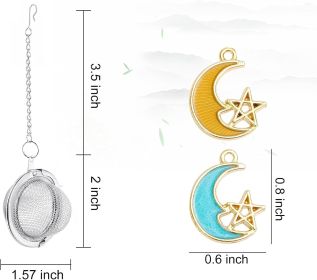 2Pcs Stainless Steel Mesh Tea Infuser, 2.1 inch Tea Ball with Moon and Star Pendant,Tea Strainer Tea Diffuser Tea Steeper for Filtering Tea