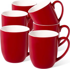 16 oz Large Coffee Mugs Set of 6 Ceramic Coffee Mug White Coffee Cups Tea Cups Idea Gift for Women Men House Warming Gifts New Home Office, Red 6