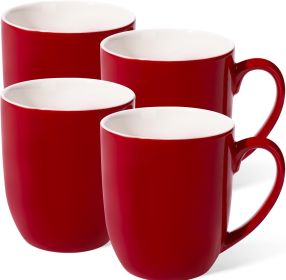 16 oz Large Coffee Mugs Set of 4 Ceramic Coffee Mug White Coffee Cups Tea Cups Idea Gift for Women Men House Warming Gifts New Home Office, Red 4