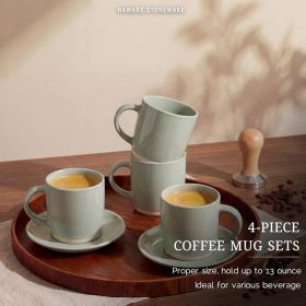 13OZ Coffee Mugs Set of 4, Stoneware Coffee Cups, Ceramic Latte Mug for Man, Woman, Modern Tea Mugs for Latte/Cappuccino/Cocoa/Milk