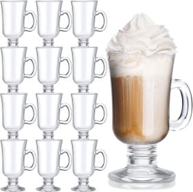 12 Pieces Irish Coffee Mugs Bulk 8.5 oz Irish Coffee Glass with Handle Clear Glass Mugs for Wedding Prom Graduation Party Ice Cream Tea Hot Choco