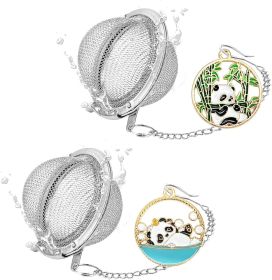 2Pcs Stainless Steel Mesh Tea Infuser, 2.1 inch Tea Ball with Panda Pendant,Tea Strainer Tea Diffuser Tea Steeper for Filtering Tea