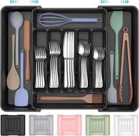 Extra Large Expandable Silverware Organizer, BPA-Free Food-Safe Cutlery Flatware Organizer, Kitchen Utensil Drawer Organizer