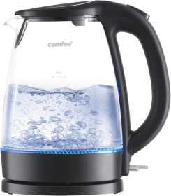 Electric Kettle, 1.7L Hot Water Boiler, 1500W Fast Boil, Glass Electric Tea Kettle with LED Indicator, Auto Shut-Off and Boil-Dry Protection, BPA