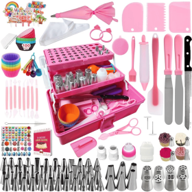 Cake Decorating Supplies 359-Piece Piping Bags and Tips Set Cake Decorating Kit with 60 Piping Tips Cake Decorating Tools with Multi-Purpose 3-La