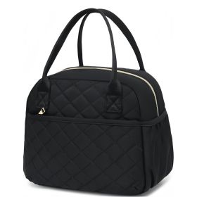 Lingge waterproof and insulated lunch box bag, large capacity portable lunch box bag (Color: Black)