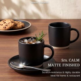 13OZ Coffee Mugs Set of 4, Stoneware Coffee Cups, Ceramic Latte Mug for Man, Woman, Dad, Mom, Modern Tea Mugs for Latte/Cappuccino/Cocoa/Milk (Material: Stoneware)