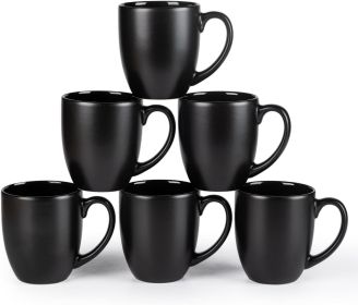 12oz Coffee Mugs Set of 6, Large Ceramic Coffee Mugs for Man, Woman, Dad, Mom (Color: Matte Black)