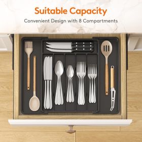 Silverware Drawer Organizer, Expandable Utensil Tray for Kitchen, BPA Free Flatware and Cutlery Holder (Material: Plastic)